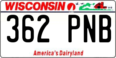 WI license plate 362PNB