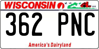 WI license plate 362PNC