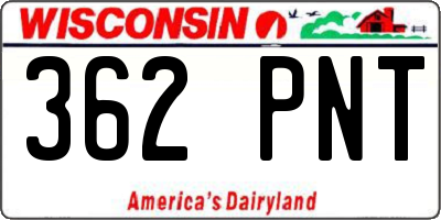 WI license plate 362PNT