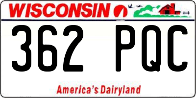 WI license plate 362PQC