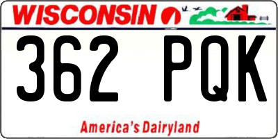 WI license plate 362PQK