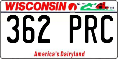 WI license plate 362PRC