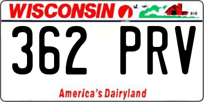 WI license plate 362PRV