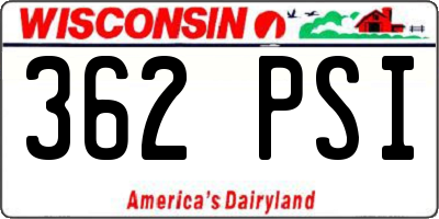 WI license plate 362PSI