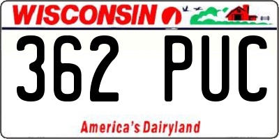 WI license plate 362PUC