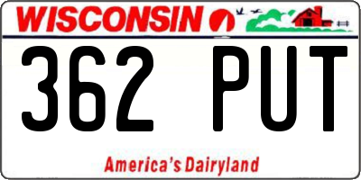 WI license plate 362PUT