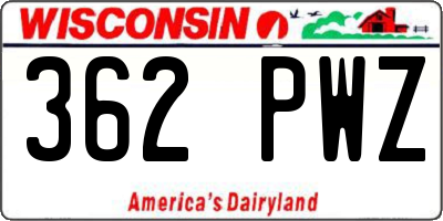WI license plate 362PWZ