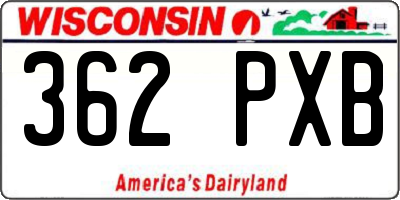 WI license plate 362PXB