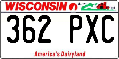 WI license plate 362PXC