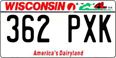 WI license plate 362PXK
