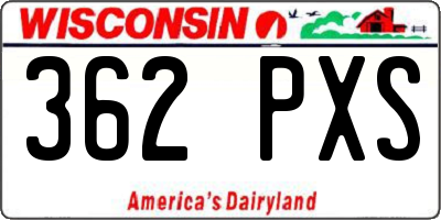 WI license plate 362PXS