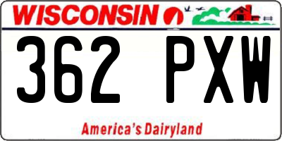 WI license plate 362PXW