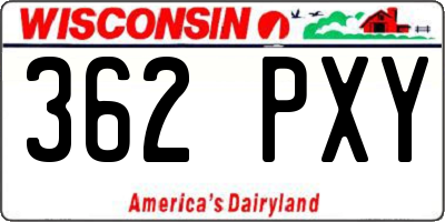 WI license plate 362PXY