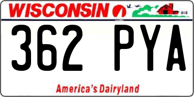 WI license plate 362PYA