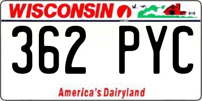 WI license plate 362PYC