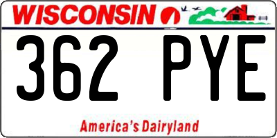 WI license plate 362PYE