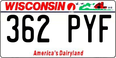 WI license plate 362PYF