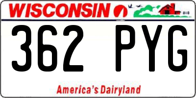 WI license plate 362PYG