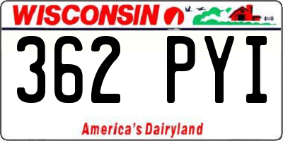 WI license plate 362PYI
