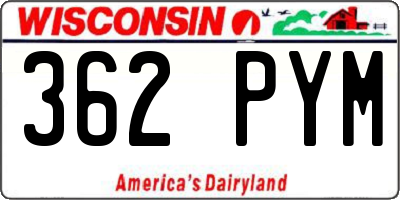 WI license plate 362PYM