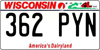 WI license plate 362PYN
