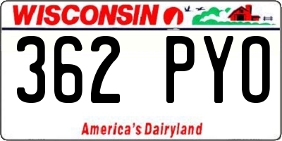WI license plate 362PYO