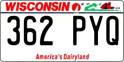 WI license plate 362PYQ