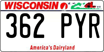 WI license plate 362PYR