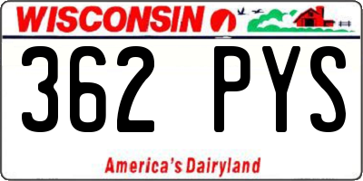 WI license plate 362PYS
