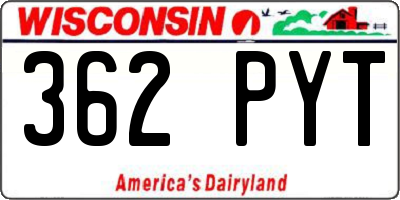 WI license plate 362PYT