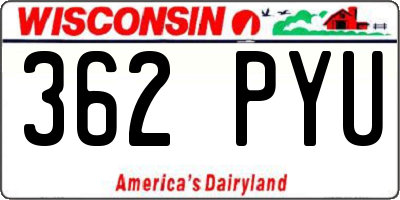 WI license plate 362PYU