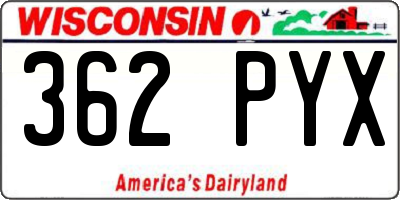 WI license plate 362PYX