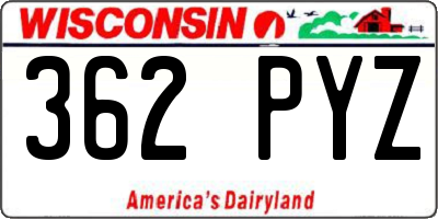 WI license plate 362PYZ