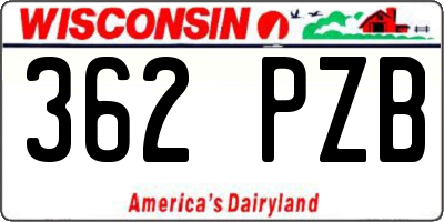WI license plate 362PZB