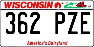 WI license plate 362PZE