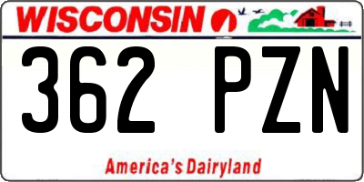 WI license plate 362PZN