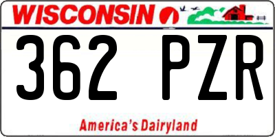 WI license plate 362PZR
