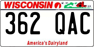 WI license plate 362QAC