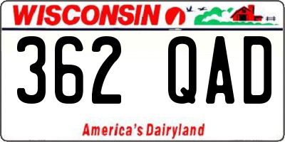 WI license plate 362QAD