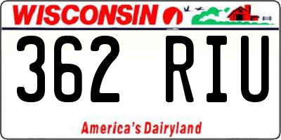 WI license plate 362RIU