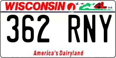 WI license plate 362RNY