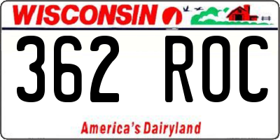 WI license plate 362ROC