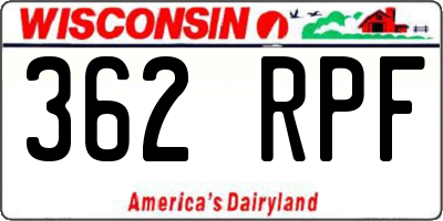WI license plate 362RPF