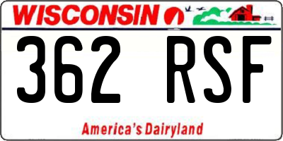 WI license plate 362RSF