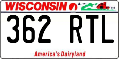 WI license plate 362RTL