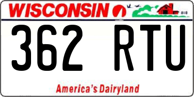 WI license plate 362RTU