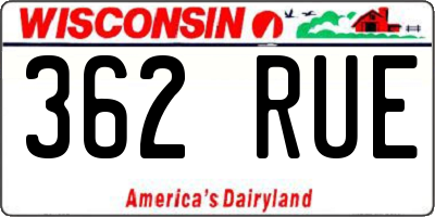 WI license plate 362RUE