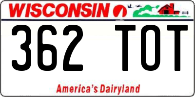 WI license plate 362TOT