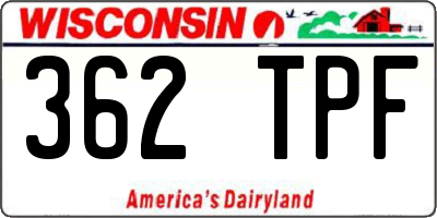 WI license plate 362TPF