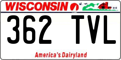 WI license plate 362TVL
